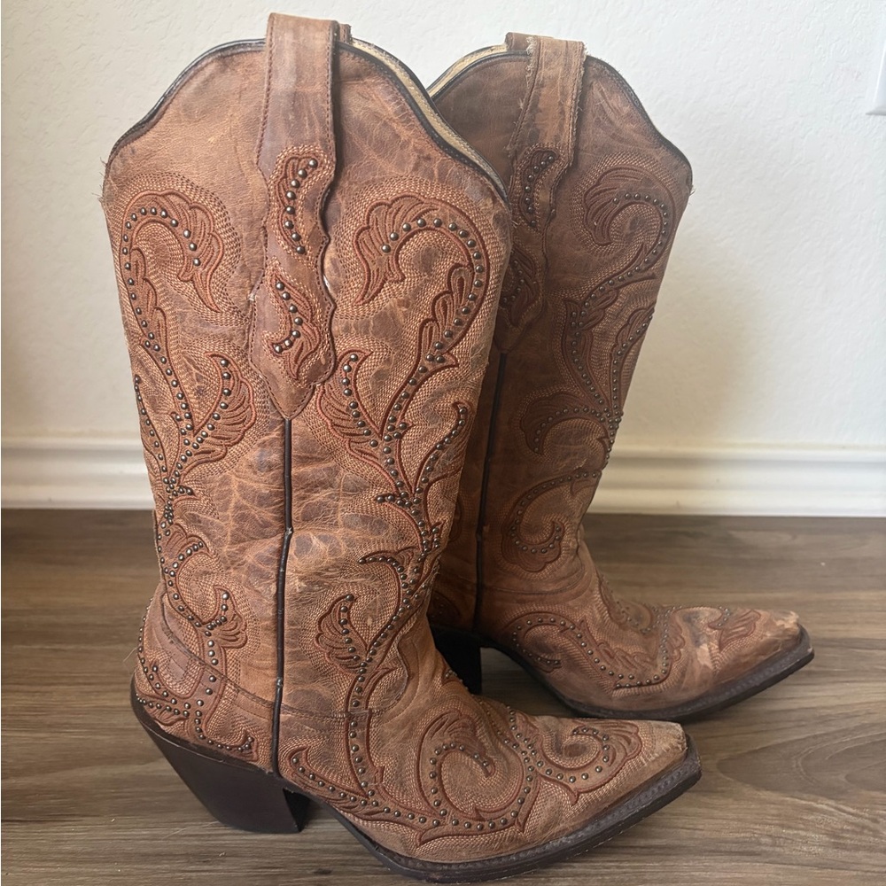 Corral Leather Studded Cowboy Boots